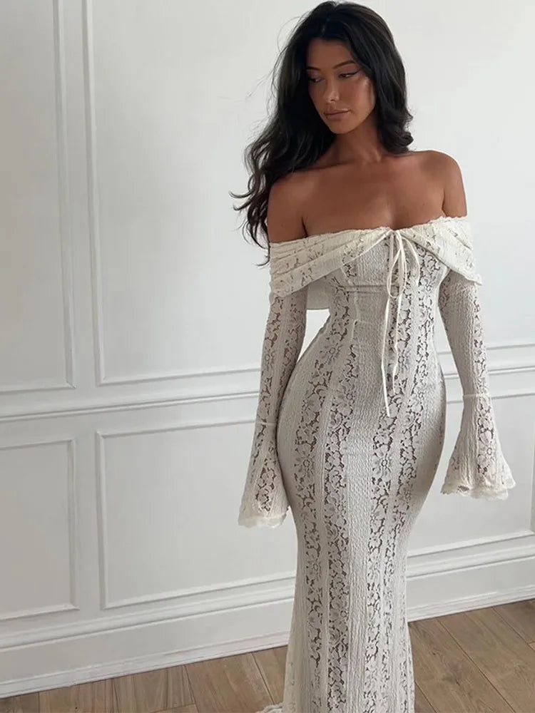 Celeste Lace Off-Shoulder - Maxi Gown