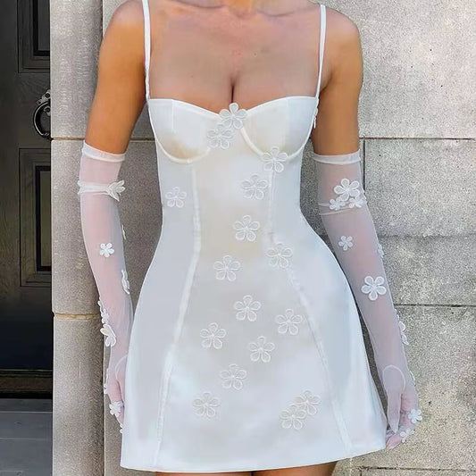 Soft City Bloom – Elegant Mini Dress