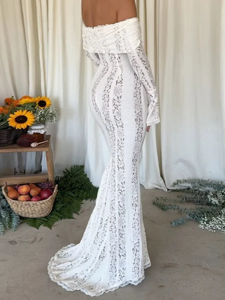 Celeste Lace Off-Shoulder - Maxi Gown